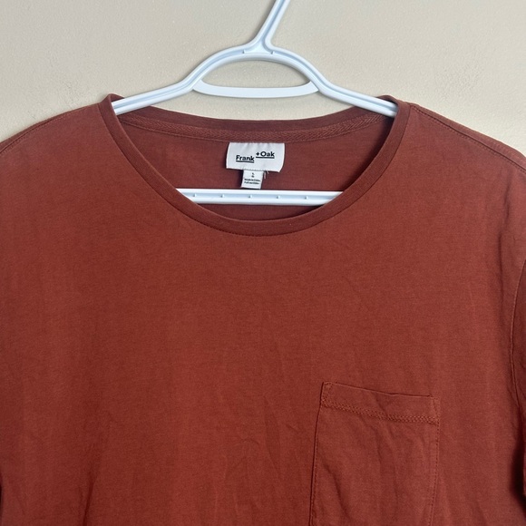 OAK Rust Cotton Pocket T-Shirt Size L Short Sleeve Casual Basic Tee - Picture 3 of 6